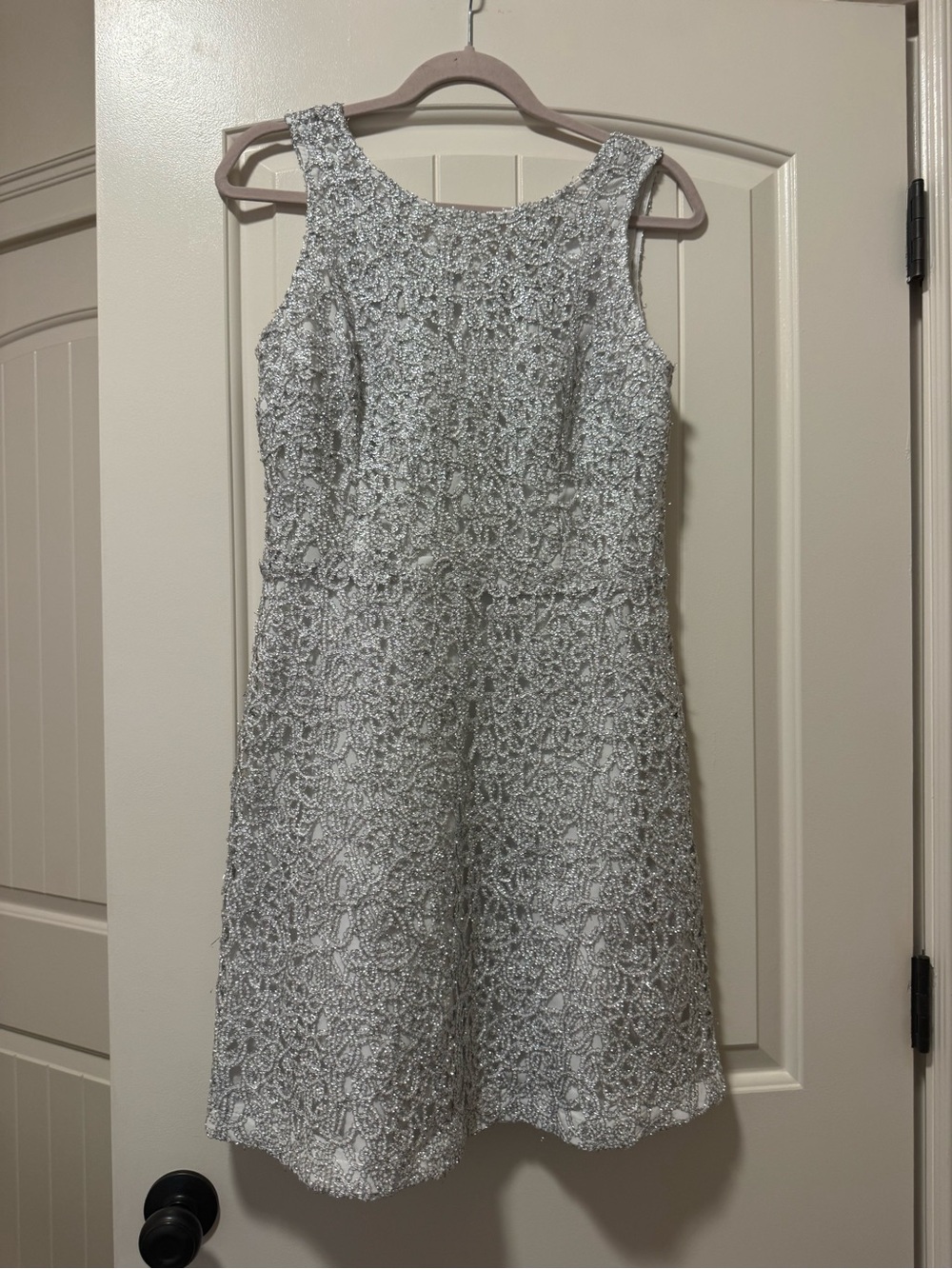 Charming Charlie Silver Beaded A-Line Mini Dress